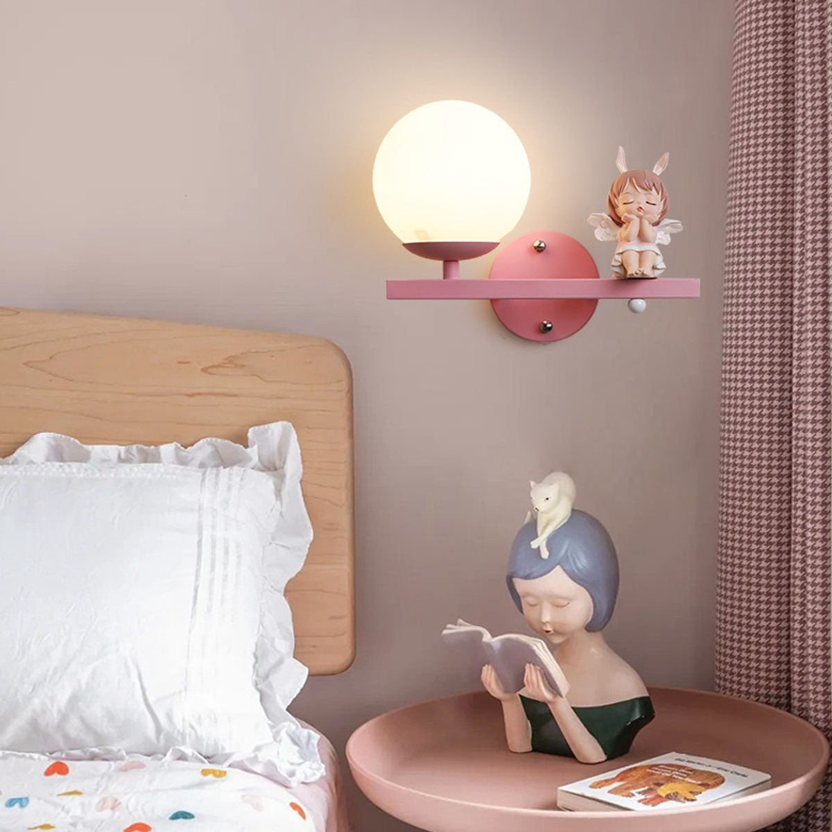 Aria Modern Metal/Glass Wall lamp, White & Pink - Neutralighting