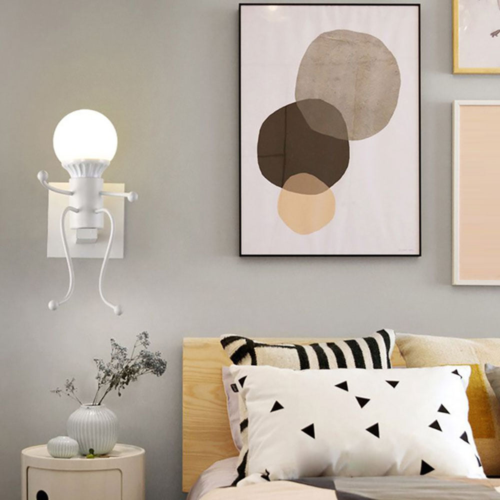Arisha Modern Decorative Man Metal Wall Lamp, White/Black - Neutralighting