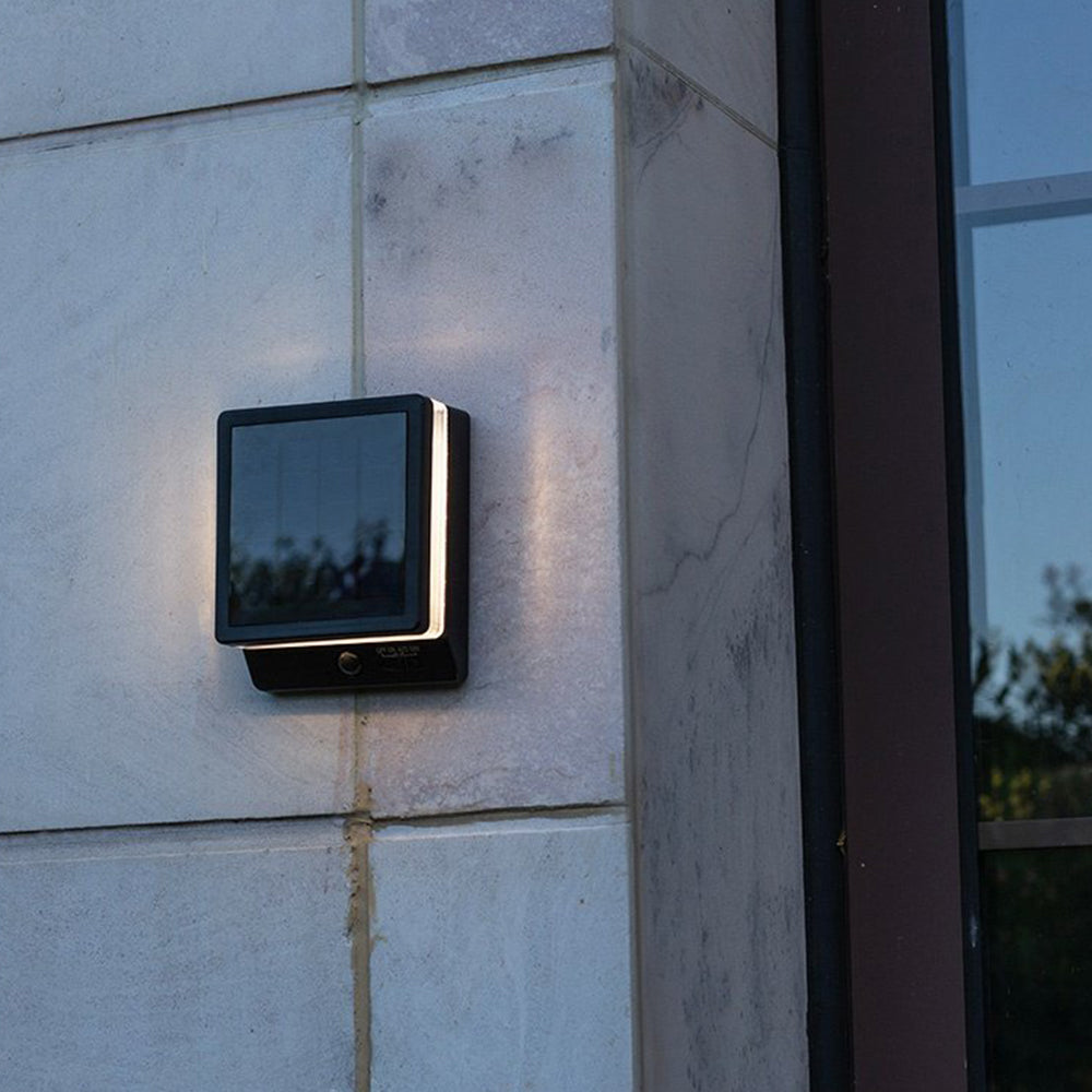 Ray Modern Minimalist Right-Angle Acrylic Sensor Solar Waterproof Outdoor Wall Lamp, Black - Neutralighting