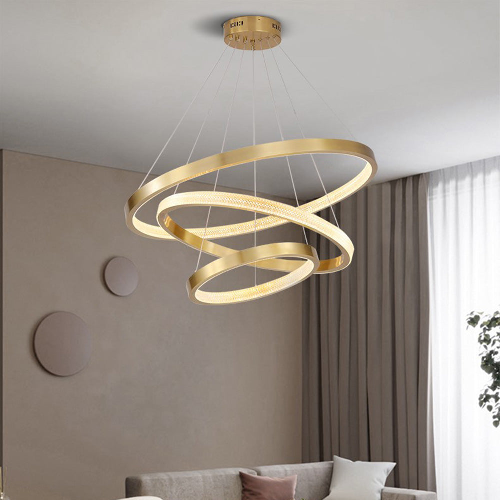 Kristy Modern Ring Metal/Arcylic LED Pendant Light, Black/Gold - Neutralighting