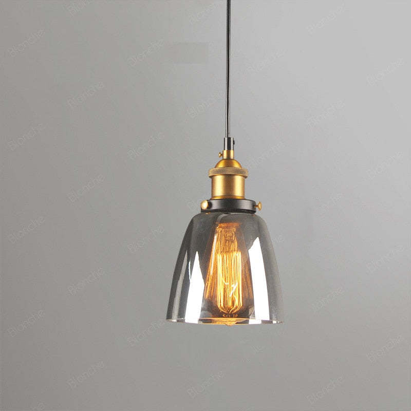 June Industrial Glass Pendant Light Clear/Amber/Smoke Grey - Neutralighting