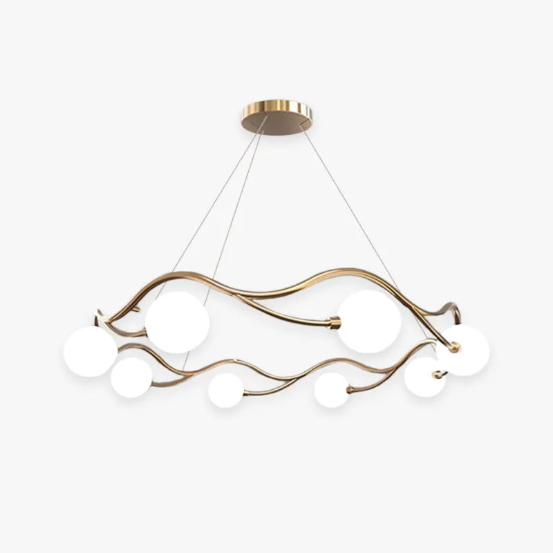 Valentina Modern Designe Wave Metal/Glass Pendant Light, White/Gold - Neutralighting