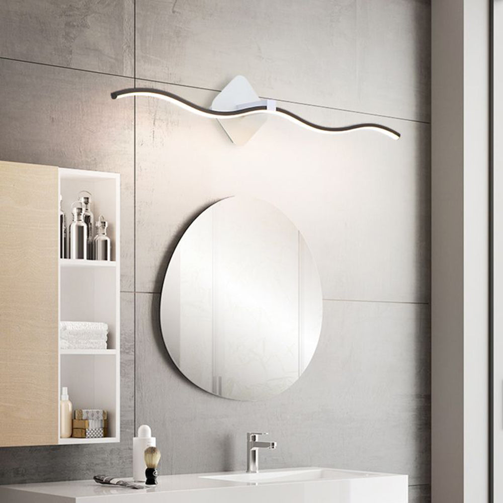 Arisha Minimalist Wave Linear Metal Wall Lamp, Black/White - Neutralighting