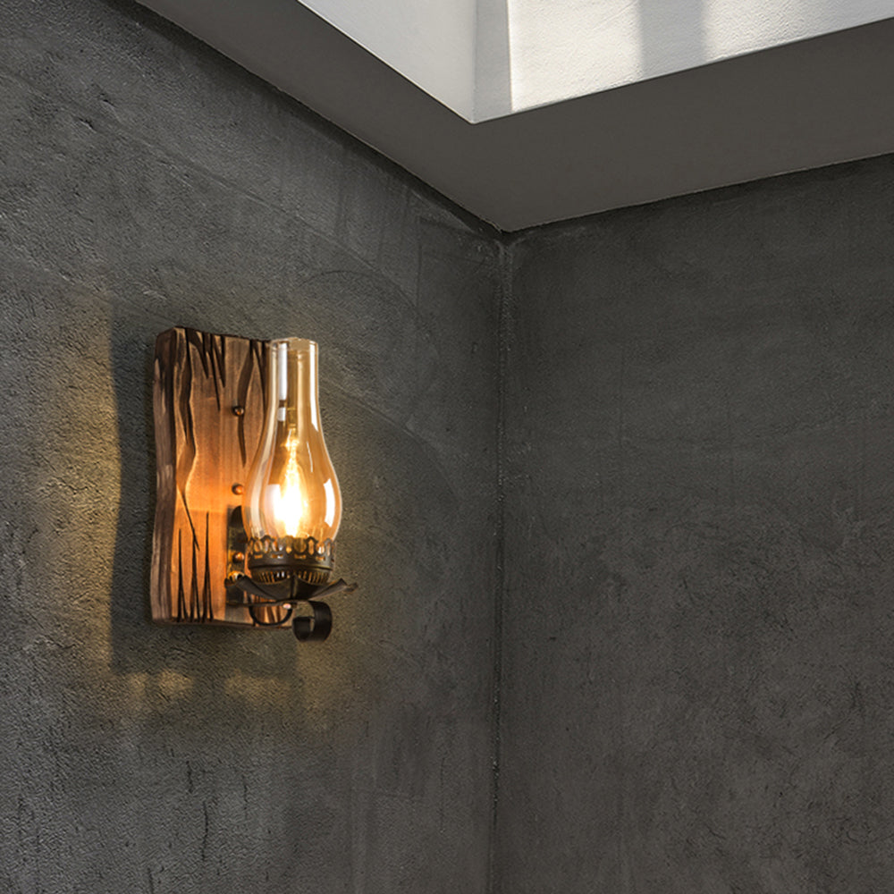 Epoch Wall Lamp Vintage Candle Wooden Glass, Bedroom - Neutralighting