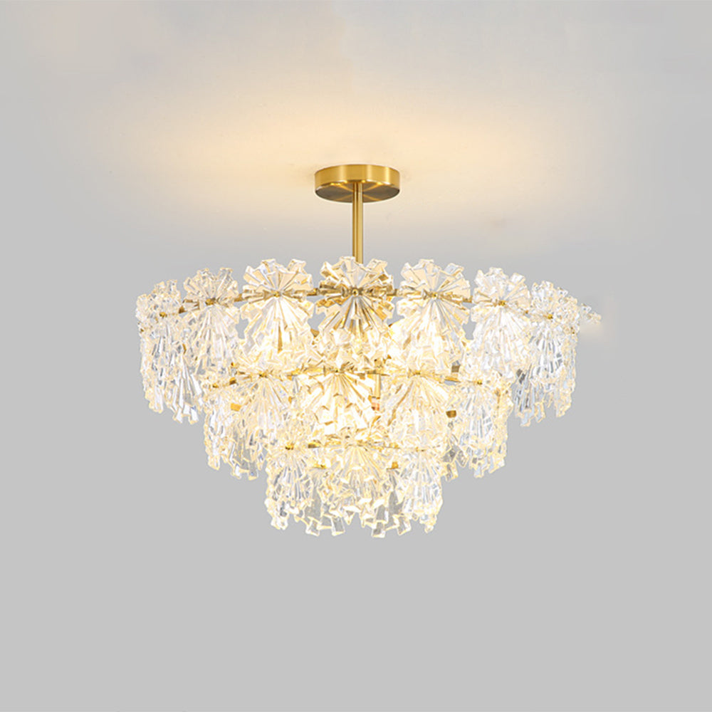 Kristy Elegant Gold Pendant Light 3 Rings, Metal/Glass