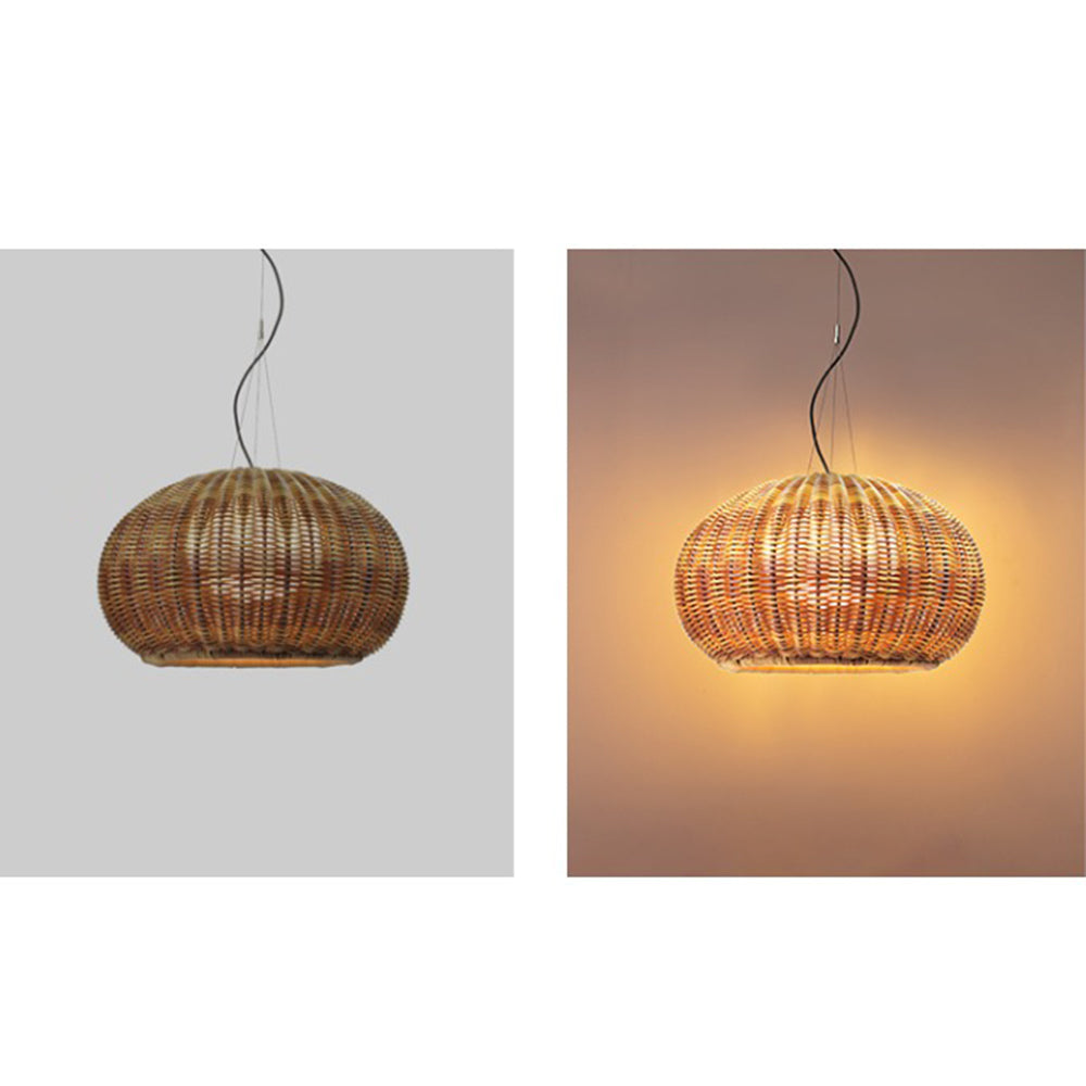 Ray Retro Lantern Gold Pendant Light, Bamboo/Acrylic - Neutralighting