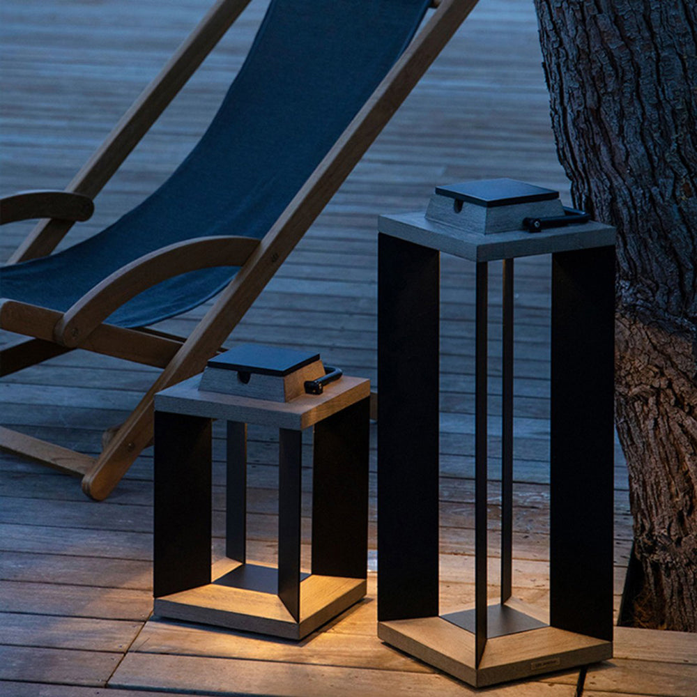 Ray Minimalist Cuboid Outdoor Floor Lamp, Hardwired, Black - Neutralighting