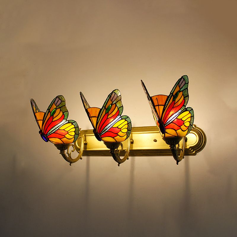Arisha Artistic Butterfly Metal/Glass Lamps Wall, Red/Blue/Multi-Color/Light Blue - Neutralighting