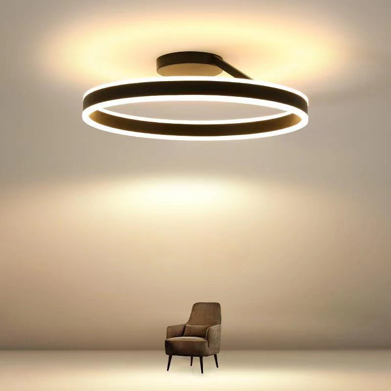 Solen Modern Circle Flush Mount Ceiling Light, Black & White - Neutralighting