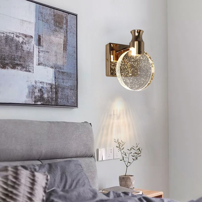 Kristy Modern Round Crystal Vanity Wall Lamp, Gold/Chrome - Neutralighting
