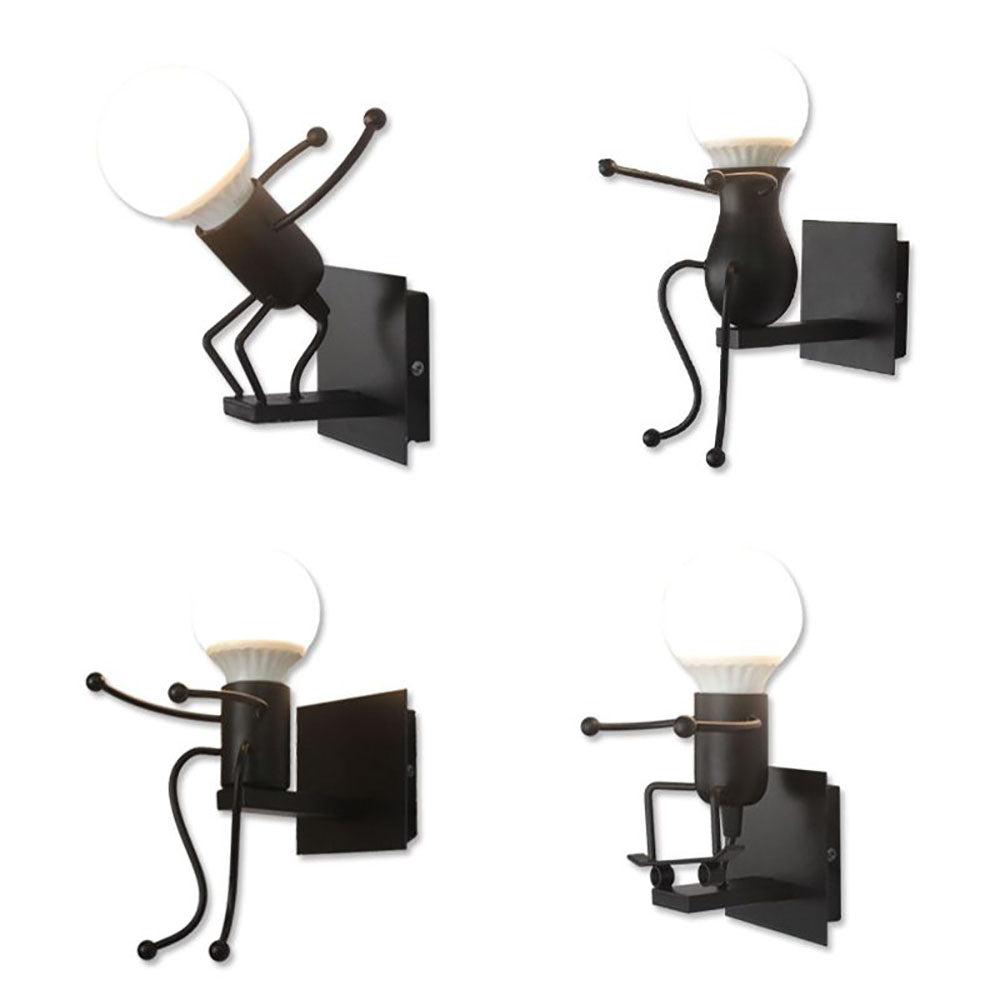 Arisha Modern Decorative Man Metal Wall Lamp, White/Black - Neutralighting