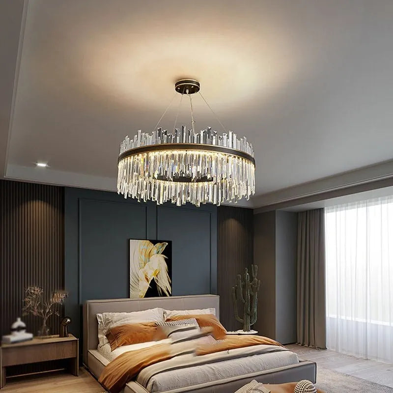 Kristy Modern Crystal Ring Chandelier Black&Gold - Neutralighting