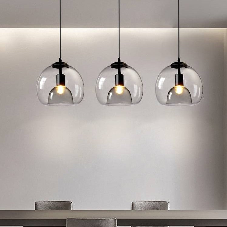 June Globe Glass Pendant Light, Amber/Smoky Grey - Neutralighting