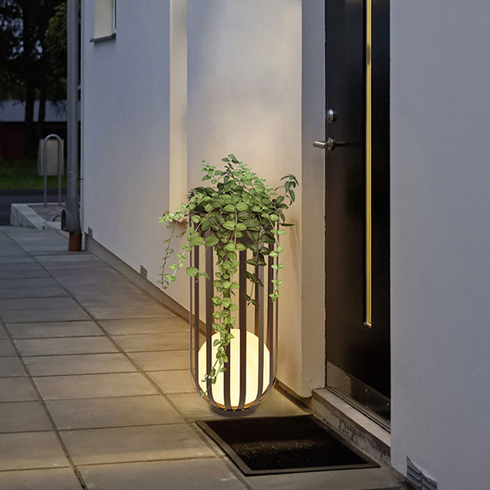 Ray Modern Globe Solar/Rechargeable Outdoor Floor Lamp, Black - Neutralighting