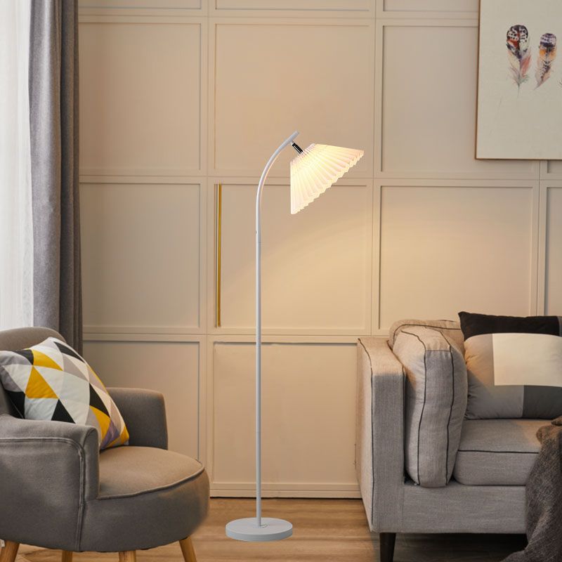 Ozawa Modern Arc Pleated Metal Fabric Floor Lamp, 3 Color - Neutralighting