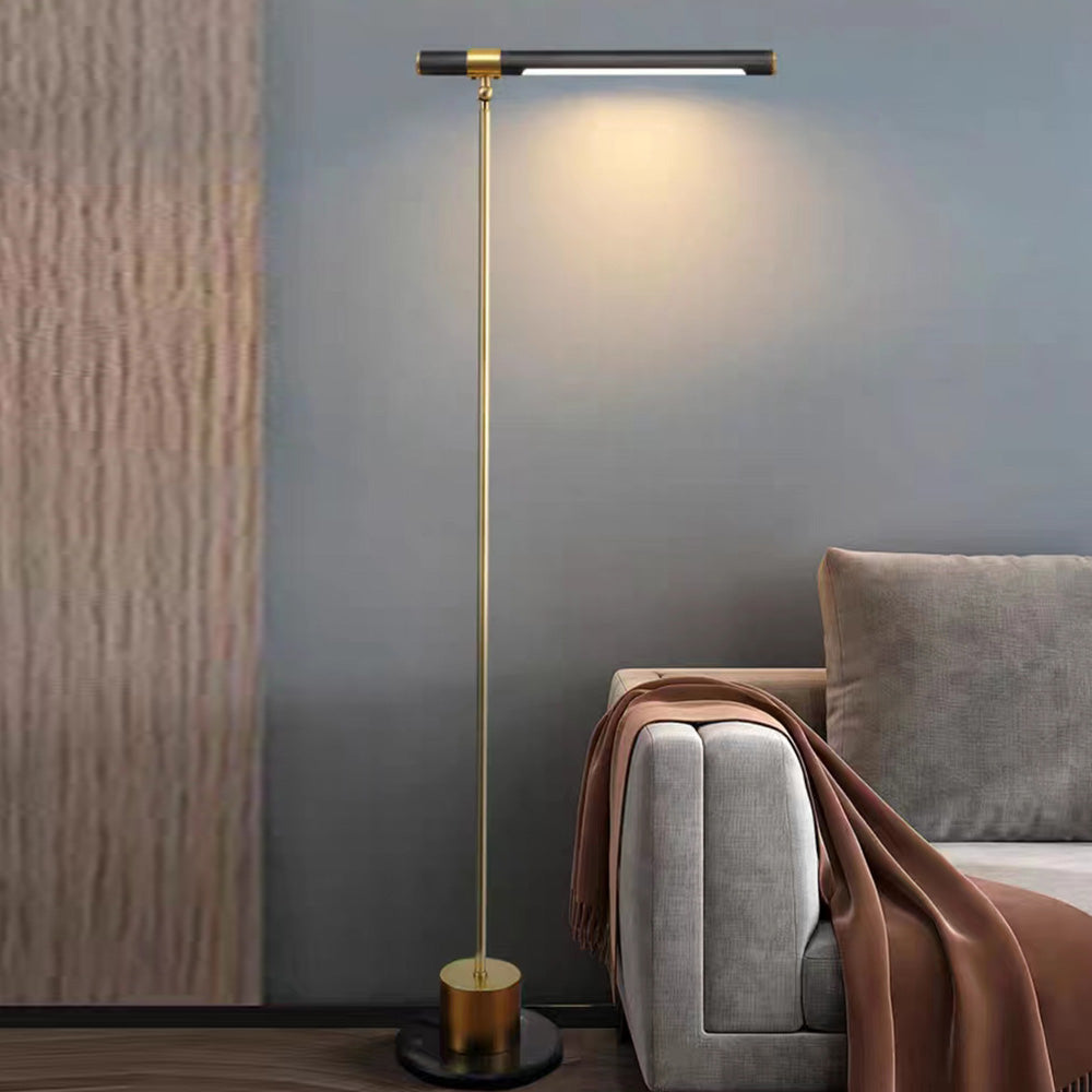 Edge Floor Lamp Linear Minimalist, Metal/Wood, Gold, Living Room - Neutralighting