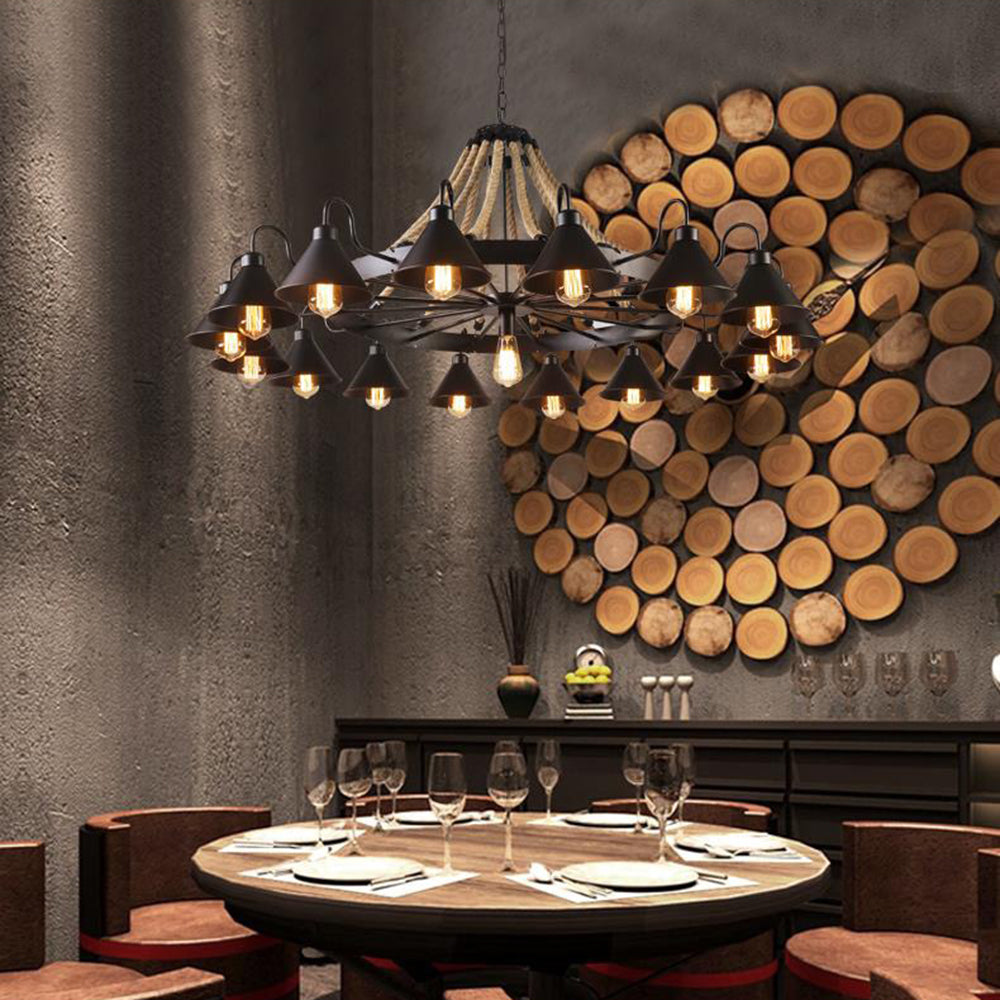 Epoch Vintage Industrial Rope Chandelier Living Room - Neutralighting