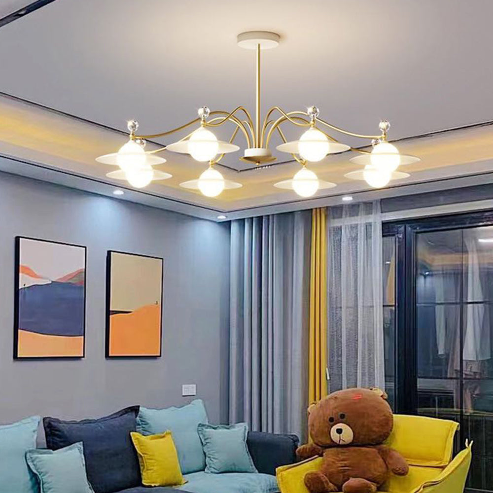 Arisha Blown Gold Chandelier, 6/8 Heads - Neutralighting