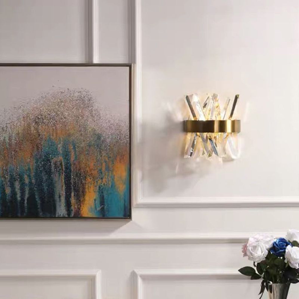 Kristy Decorative Geometric Crystal/Metal Wall Lamp, Gold - Neutralighting