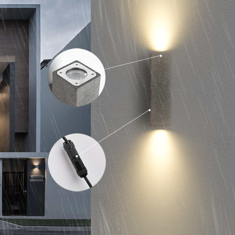 Ray Minimalist Cement Square Outdoor Wall Lamp, White - Neutralighting