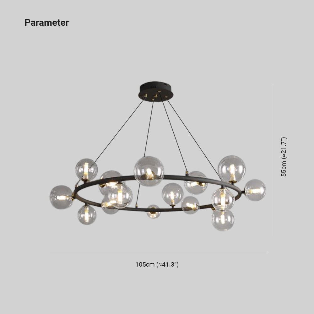 Valentina Modern Glass Globe Ring Chandelier, Gold/Black - Neutralighting