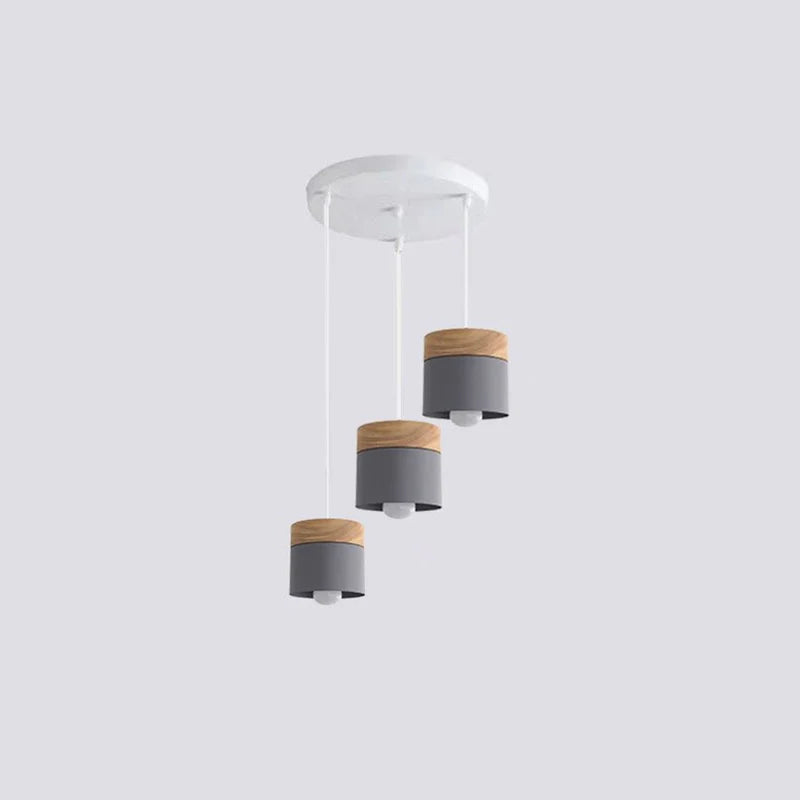 Valentina Modern Can Shape Metal/Wood Pendant Light - Neutralighting