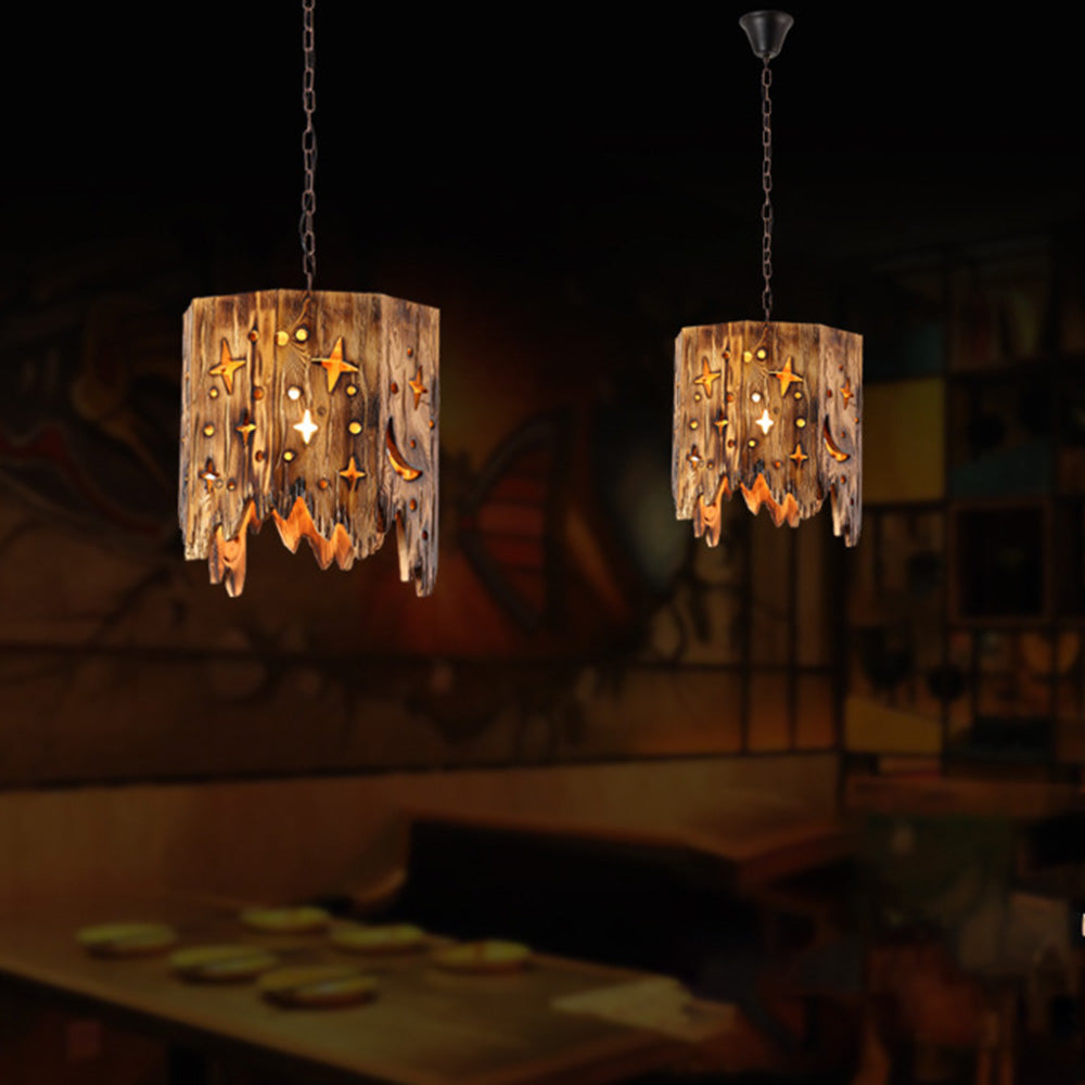Epoch Retro Starry Metal & Wood Pendant Light - Neutralighting