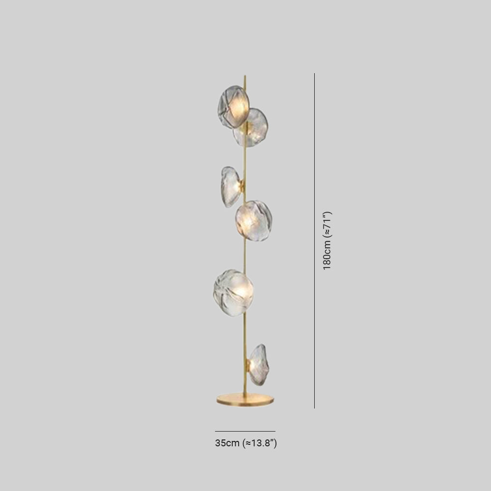Byers Luxury Flower Metal/Glass Floor Lamp, Black/Gold/Grey - Neutralighting