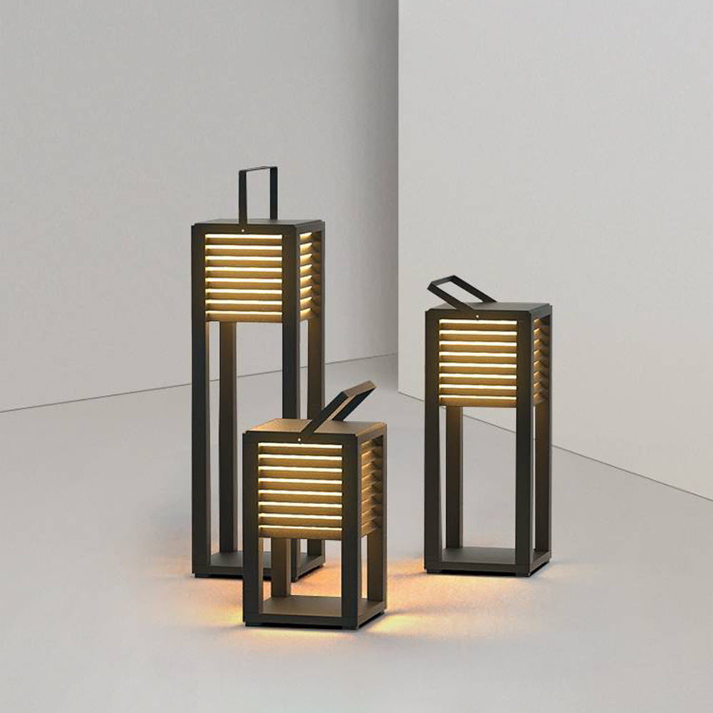 Ray Vintage Cuboid Metal Outdoor Floor Lamp, Black - Neutralighting