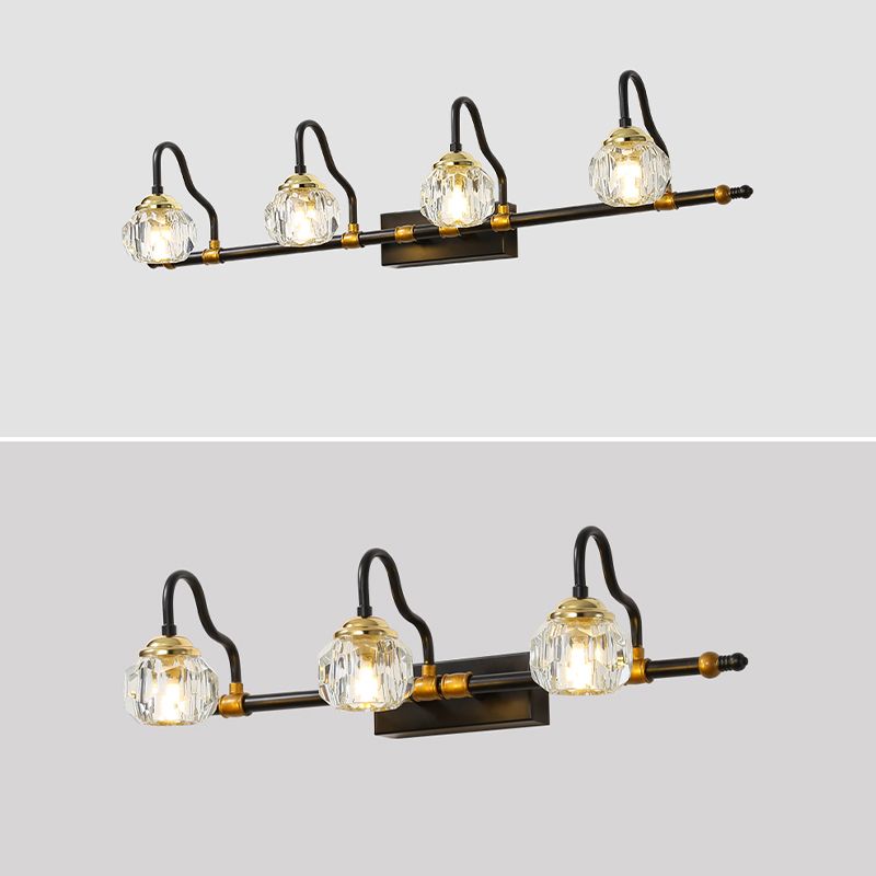 Kristy Vintage Crystal Globe Vanity Wall Lamp, Black, Bathroom - Neutralighting