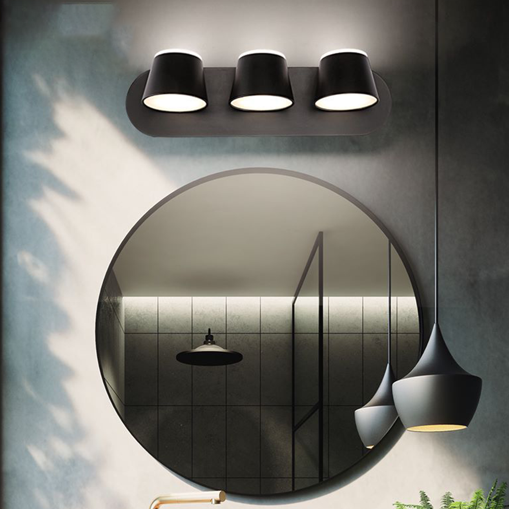 Arisha Modern Cylindrical Metal Mirror Front Wall Lamp, Black - Neutralighting