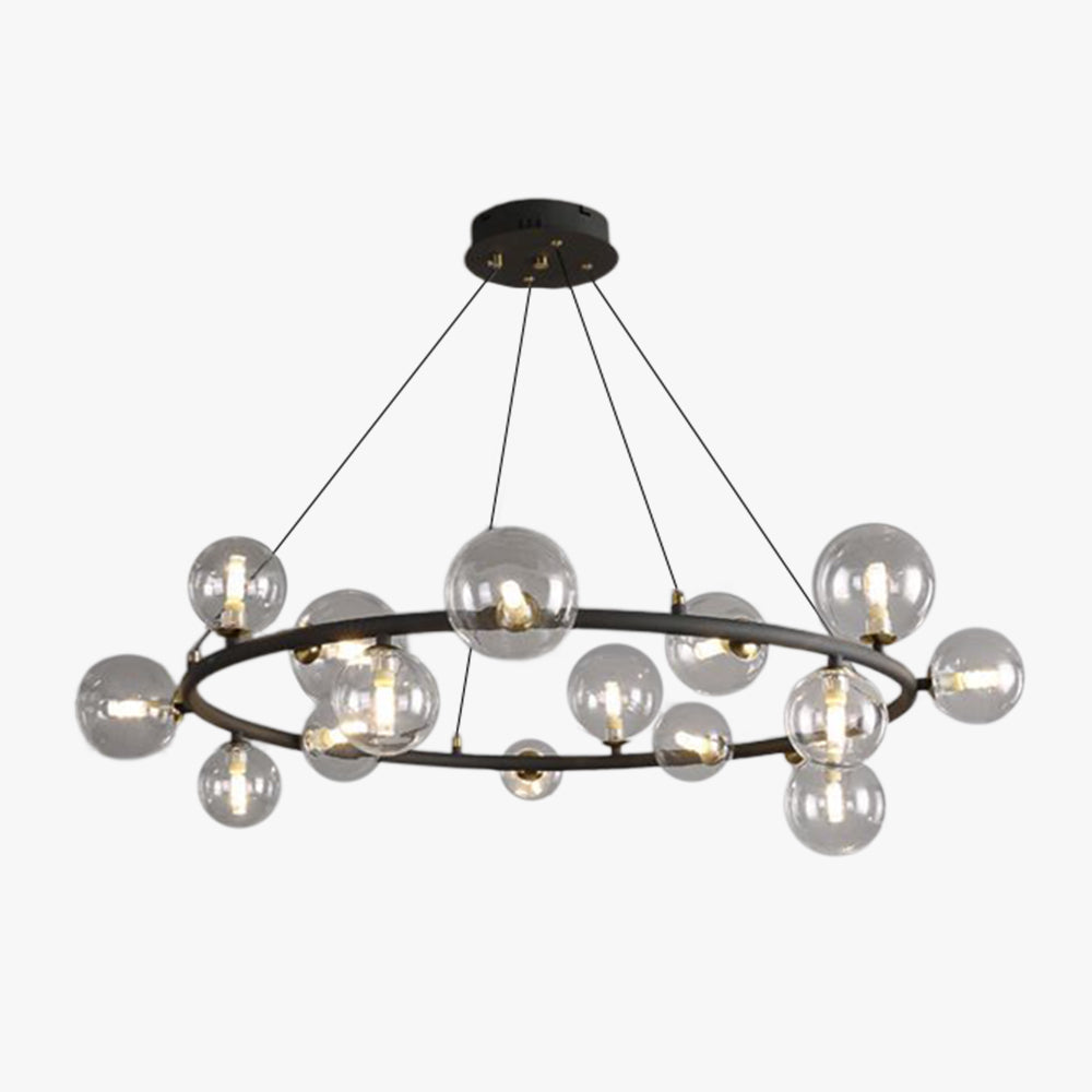 Valentina Modern Glass Globe Ring Chandelier, Gold/Black - Neutralighting