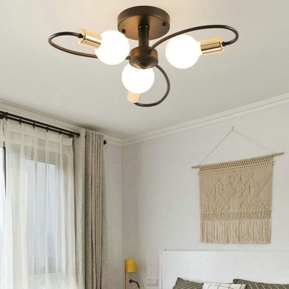 Valentina Modern Metal Flush Mount Ceiling Light, Black/Gold - Neutralighting