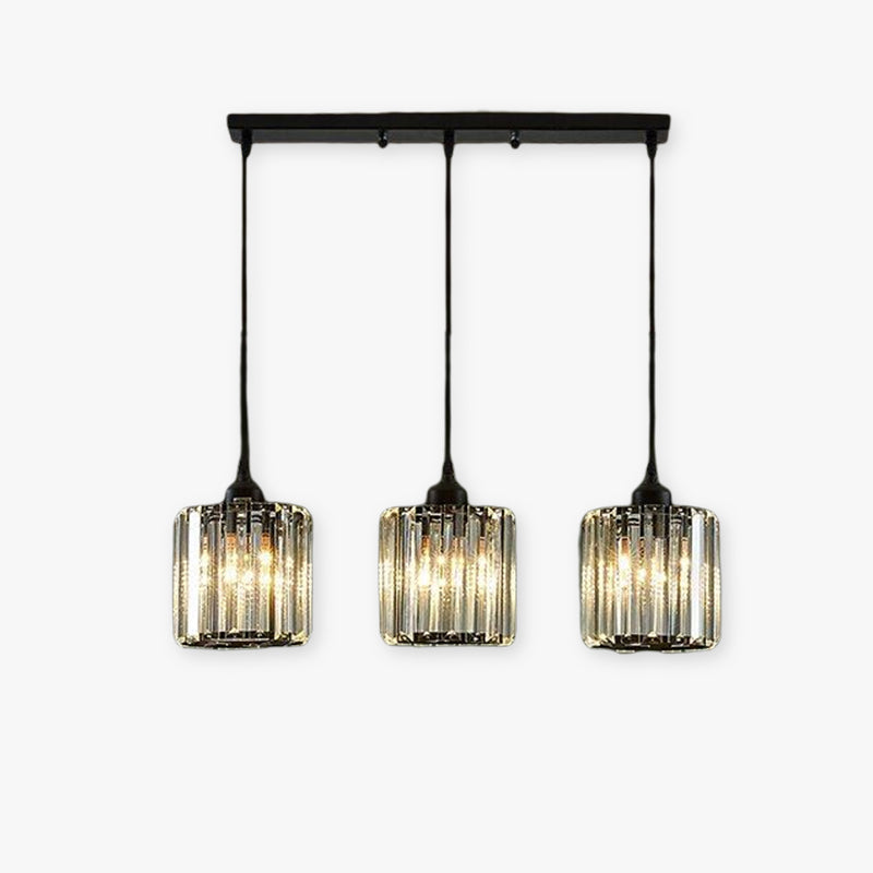 Vina Modern Cluster Cylinder Glass Pendant Light, Black/Gold