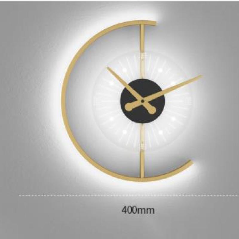Arisha Modern Clock Metal/Acrylic LED Wall Lamp, Black/Gold - Neutralighting