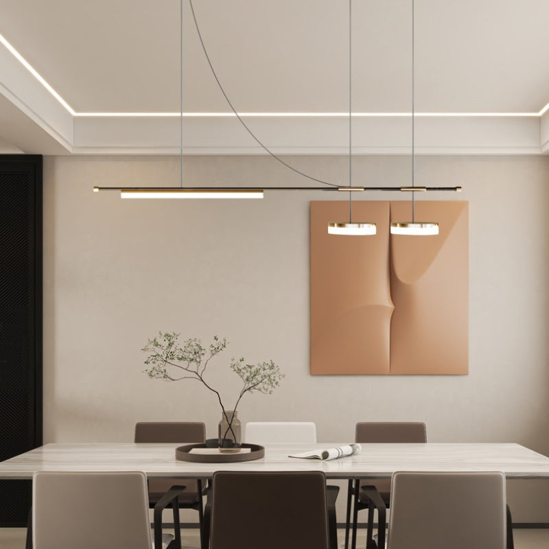 Aria Modern Long LED Pendant Light Black Metal Dining Room - Neutralighting