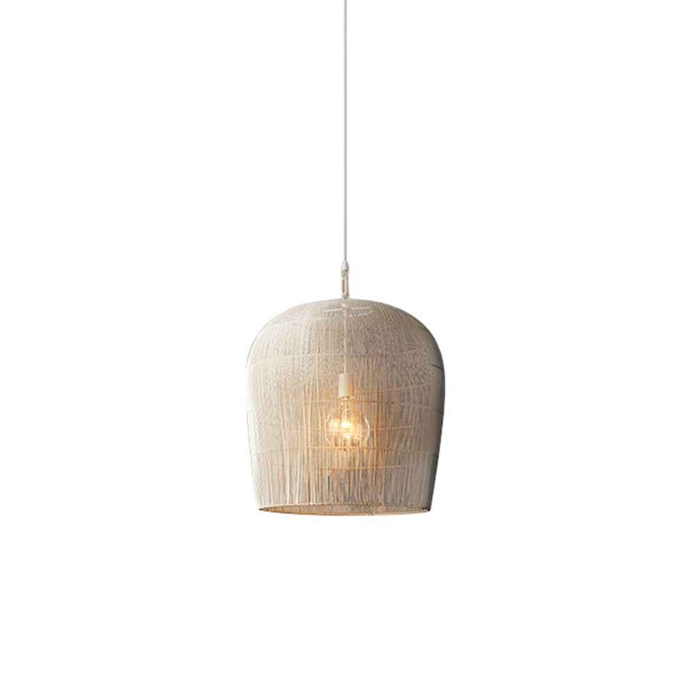 Ritta Wabi Sabi Bird Cage Rattan/Metal Pendant Light, Black/White - Neutralighting