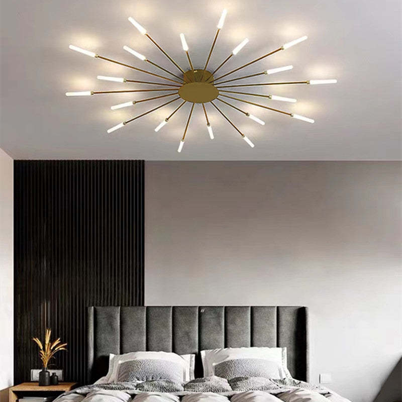 Wesley Flush-Mount Ceiling Light Fireworks, Black/Gold