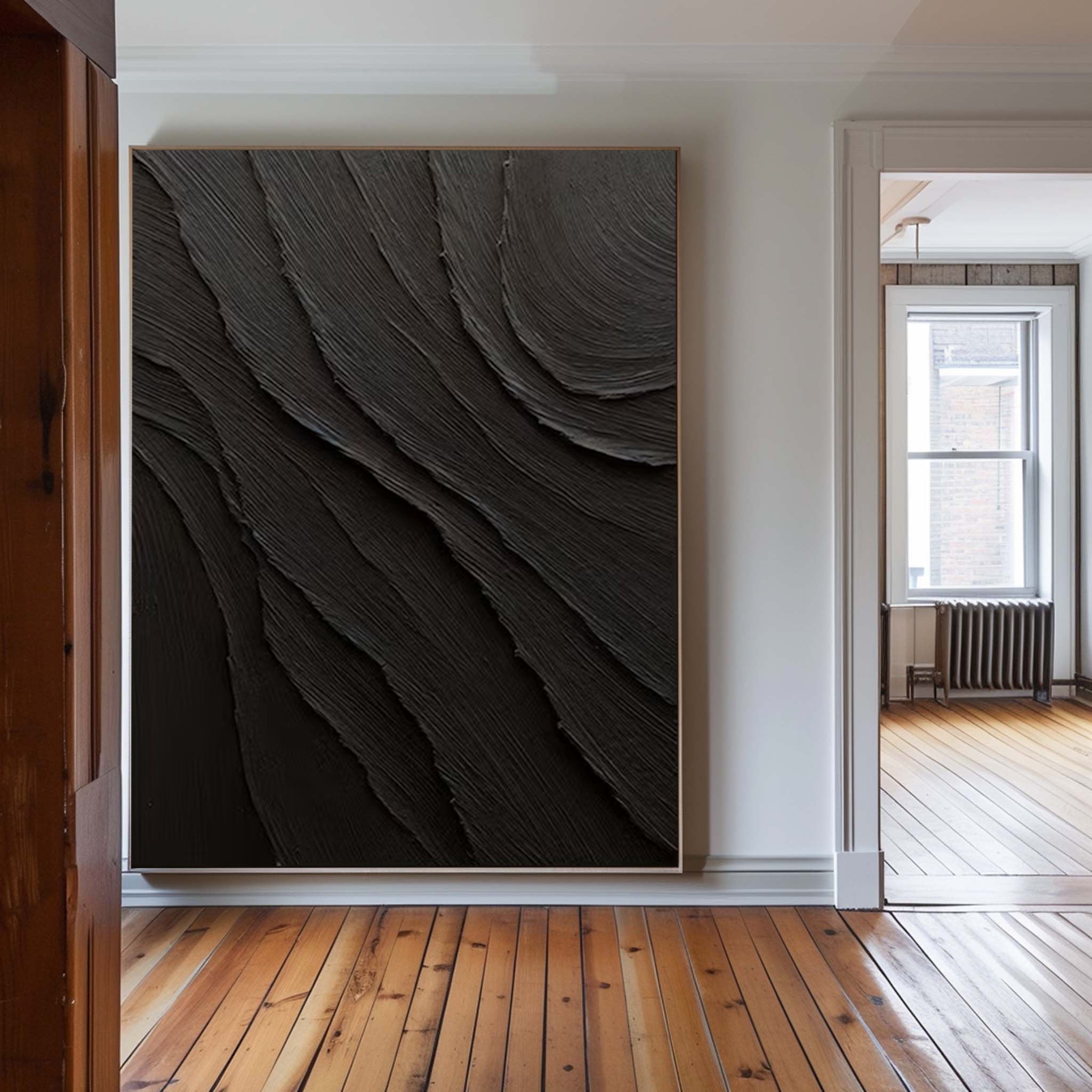 Wall Art Black Wave Contours