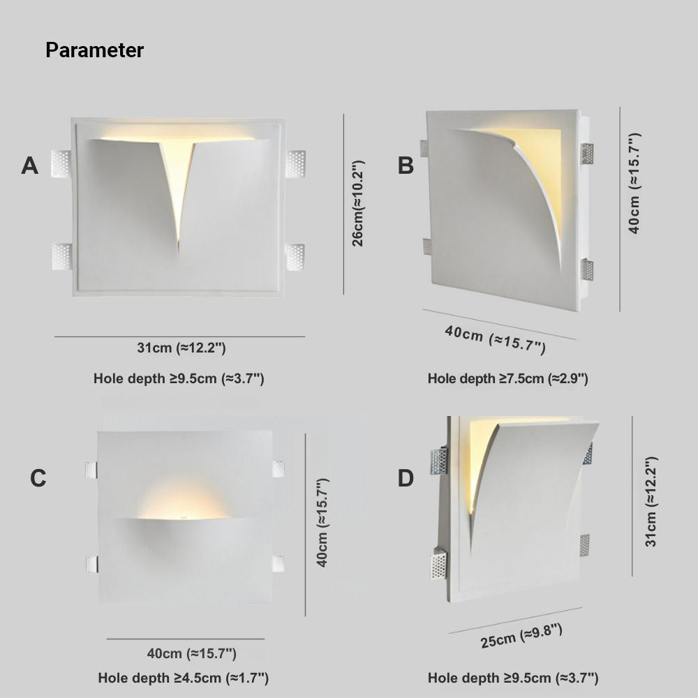 Aria Modern Recessed Metal/Plaster LED Wall Lamp, White - Neutralighting