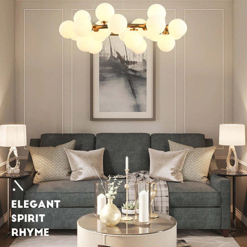 Valentina Bass Glass Bubble Golden Chandelier - Neutralighting