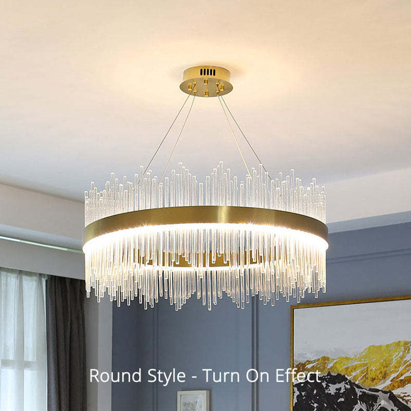 Kristy Modern Round/Rectangular Chain Chandelier, Gold - Neutralighting