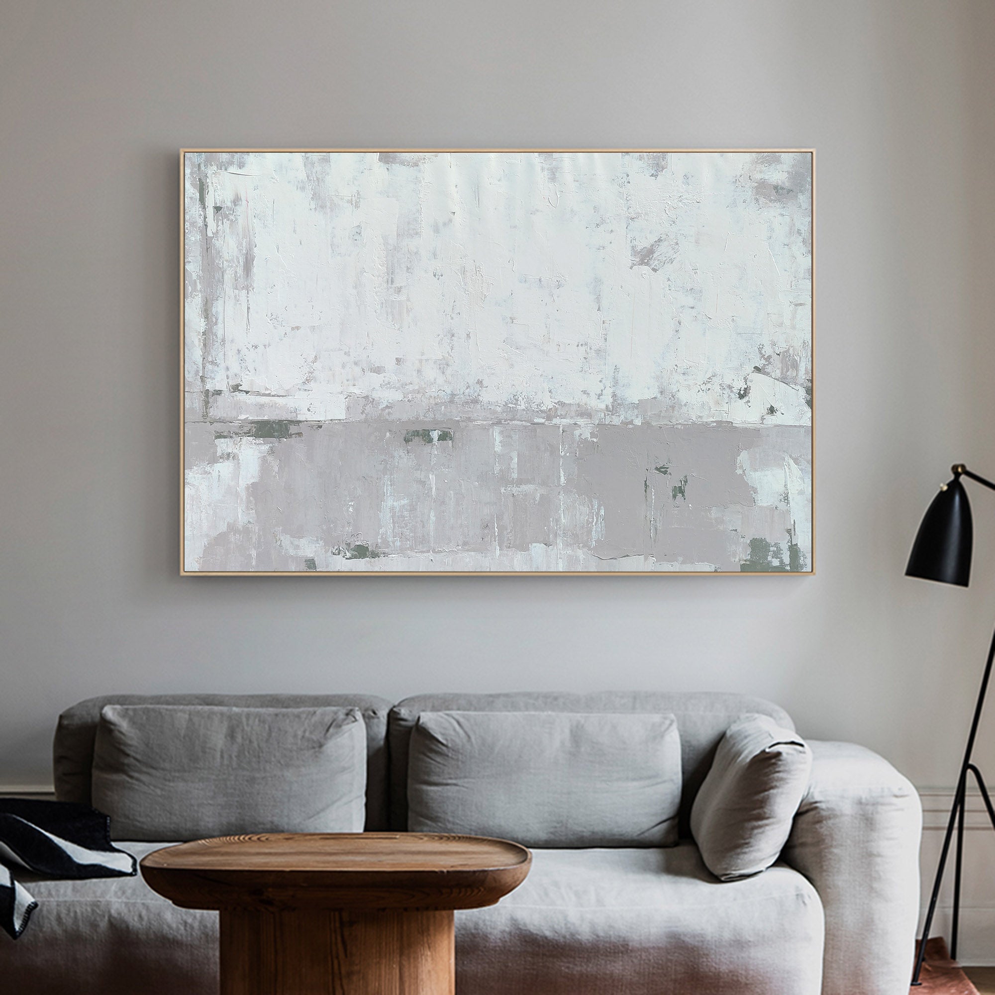White And Grey Abstract Painting ABAH90 - Neutralighting