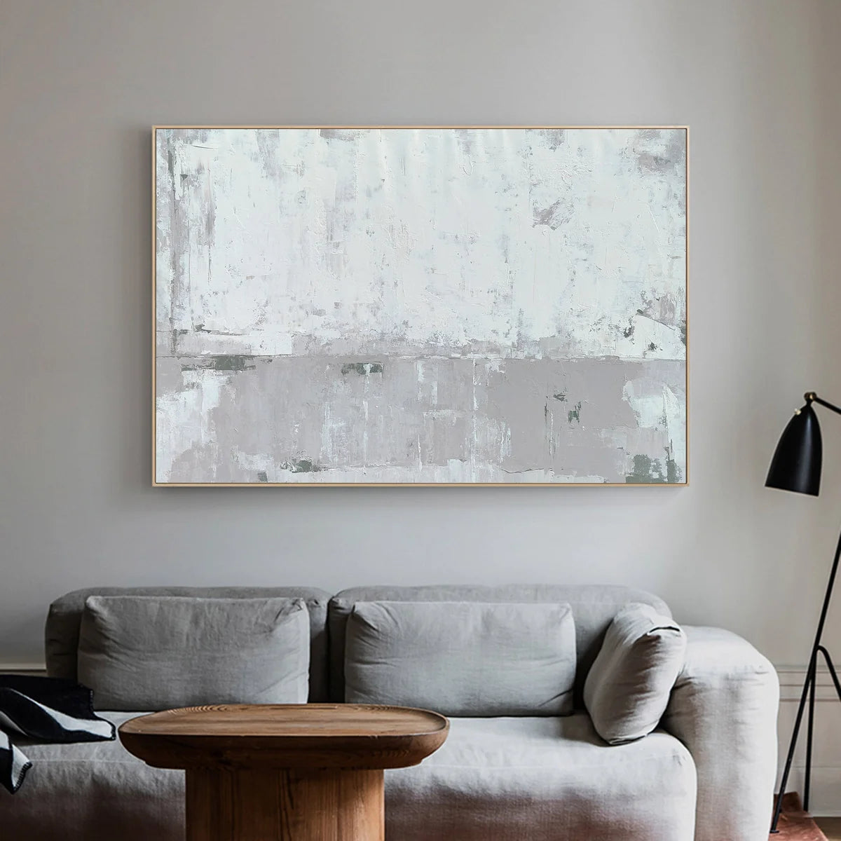 Minimalist Gray Block Painting Horizontal Modern