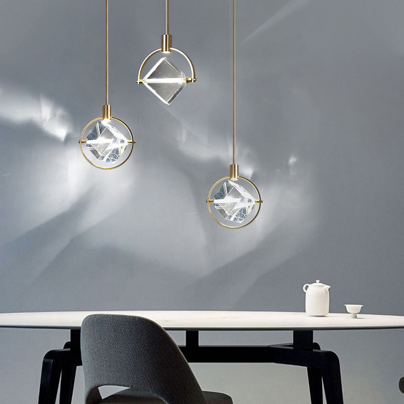 Kristy Modern Luxury Geometry Metal/Crystal Pendant Light, Gold - Neutralighting