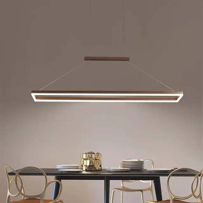 Gloen Modern Rectangular Hanging Pendant Light, Gold/Coffee - Neutralighting