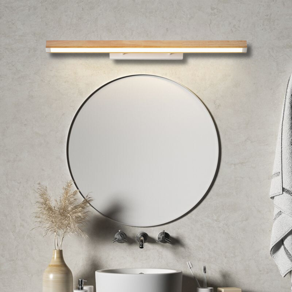 Muto Minimalist Linear Wood Vanity Wall Lamp, Bathroom - Neutralighting