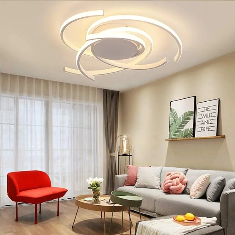 Arisha Modern Multi Arc Linetype Ceiling Light,Black/White - Neutralighting