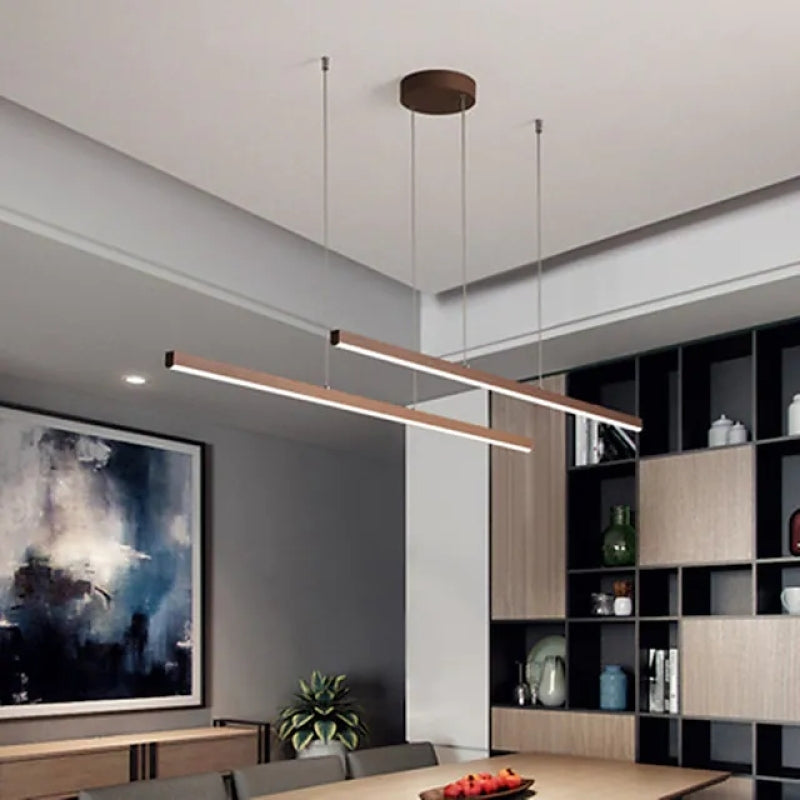 Arisha Modern Minimalist Double-Linear Metal Pendant Light, Brown - Neutralighting