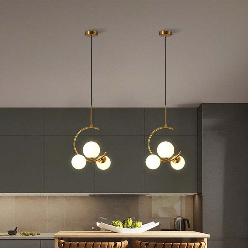 Valentina Modern Glass Globe Pendant Light, Metal & Glass, 3 Style - Neutralighting